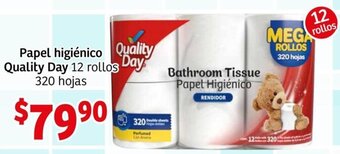 Soriana Mercado Papel Higiénico Quality Day 12 Rollos 320 Hojas oferta