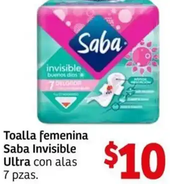 Toalla Femenina Saba Invisible Ultra con Alas 7 pzas
