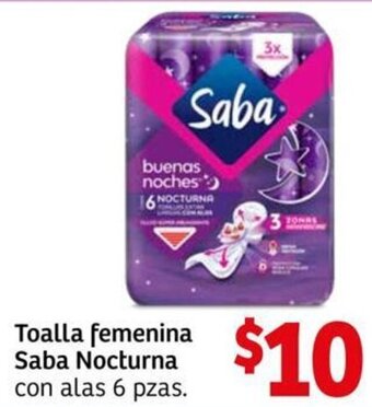 Toalla Femenina Saba Nocturna con Alas 6 pzas