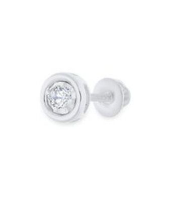 Joyerías Bizzarro Arete individual de oro blanco con fino diamante al centro oferta
