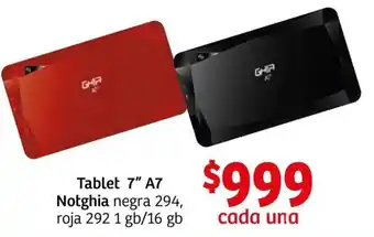 Soriana Mercado Tablet 7" A7 Notghia Negra 294, Roja 292 1GB/16GB oferta