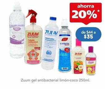Zuum gel antibacterial aroma limón-coco 250 ml