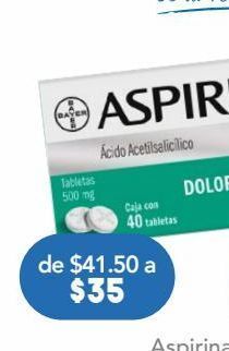 Farmacia San Pablo Aspirina para dolor de cabeza, fiebre y reumatismo 40 tableta oferta