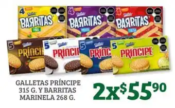 Soriana Híper Galletas Principe 315g Y Barritas Marinela 268g oferta