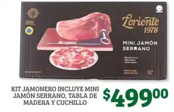 Soriana Híper Kit Jamonero Incluye Mini Jamon Serrano, Tabla de Madera Y Cuchillo oferta