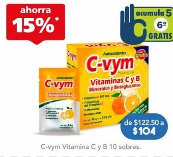 Farmacia San Pablo C-vym vitaminas c y b, minerales y betaglucanos 10 sobre oferta