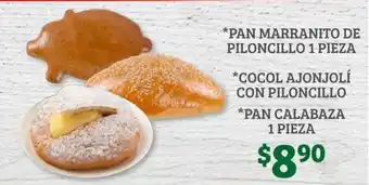 Soriana Híper Pan Marranito de Piloncillo 1 pieza / Cocol ajonjoli con piloncillo / Pan calabaza 1 pieza oferta
