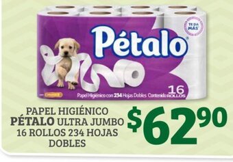 Soriana Híper Papel Higienico Petalo Ultra Jumbo 16 Rollos 234 Hojas Dobles oferta