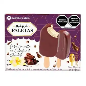 Sam's Club Paleta member's mark mini sabor vainilla con cubierta de chocolate 12 piezas oferta