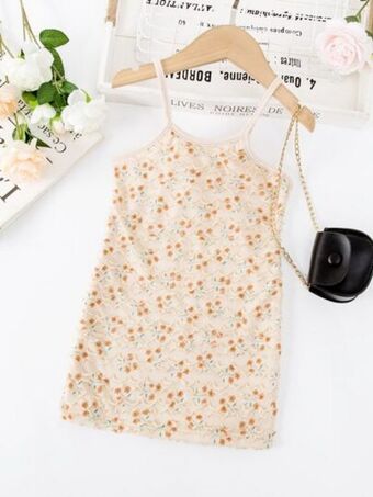 SHEIN Niñitas vestido de tirantes con estampado floral oferta