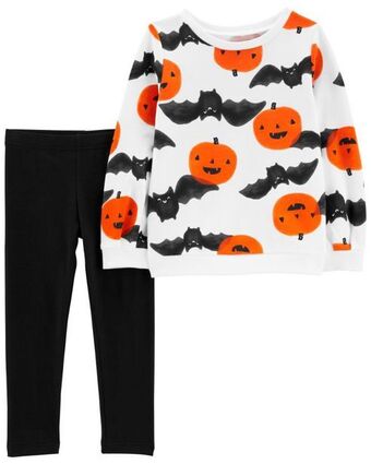Carter's Conjunto de 2 piezas de playera con cuello redondo con estampado de halloween y leggings carter's oferta