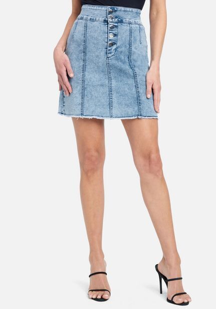 Bebe Exposed button stitch detail denim skirt oferta