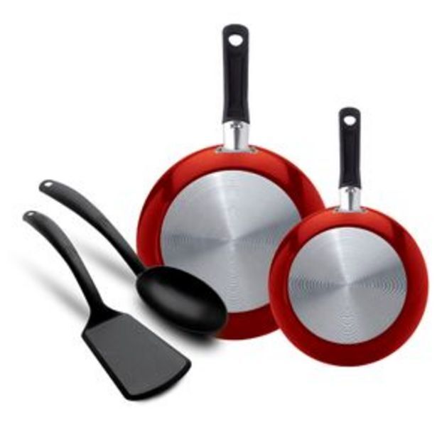 El Bodegón 4 pack sartenes y utensilios grant rojo oferta