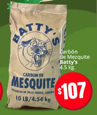 Carbon de Mezquite Batty's 4.5 kg