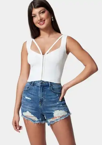 Bebe Zip front corset sweater top oferta