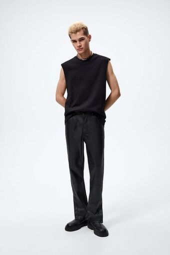 ZARA Pantalón efecto piel oferta