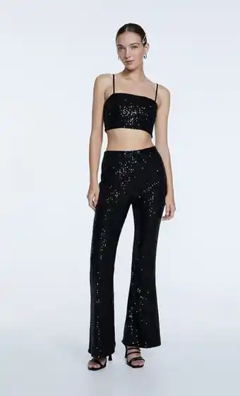 Pantalón flare lentejuelas