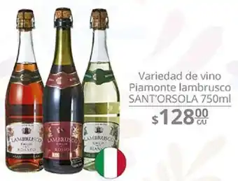 Variedad de Vino Piamonte Lambrusco San'Orsola 750ml