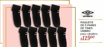 Paquete de 5 pares de tines umbro para caballero
