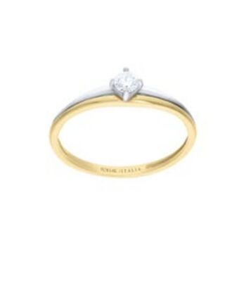 Joyerías Bizzarro Anillo de compromiso solitario de oro blanco y amarillo 14 k con un diamante de 14 puntos oferta