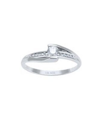 Joyerías Bizzarro Anillo de compromiso de oro blanco con 1 diamante de 19 puntos y 12 diamante de .25 oferta