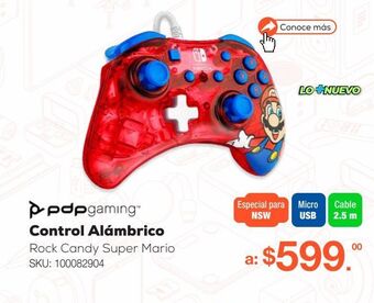RadioShack Control alámbrico pdp rock candy super mario / nintendo switch / rojo oferta