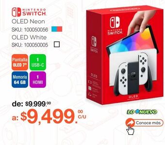 RadioShack Consola nintendo switch oled 64 gb joy-con white oferta