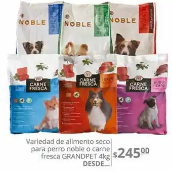 Alimento seco para perro noble o carne fresca grandpet 4kg