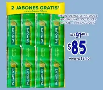 Jabon Palmolive Naturals Aloe & Oliva con 6 Piezas 150 gr + 2 Piezas Gratis