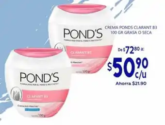 Crema Ponds Clarant B3 100 gr Grasa o Seca