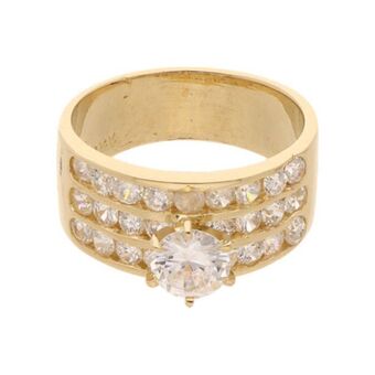 Nacional Monte de Piedad Anillo diseño especial con sintéticos en oro amarillo 14 kilates. oferta