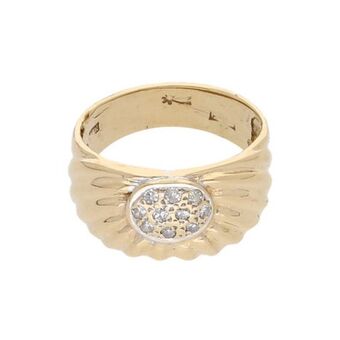 Nacional Monte de Piedad Anillo estilizado con diamantes en oro amarillo 14 kilates. oferta
