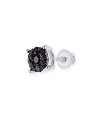 Joyerías Bizzarro Arete individual de oro blanco con diamante negro oferta