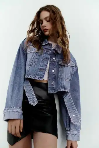 ZARA Cazadora denim crop straight oferta