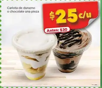 Carlota de durazno o chocolate una pieza