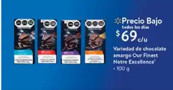 Walmart Variedad de chocolate amargo our finest notre excellence 100g oferta