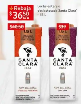 Walmart Leche entera o deslactosada santa clara 1,5l oferta