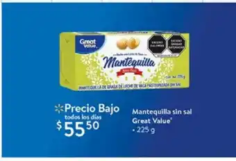 Mantequilla sin sal great value 225g