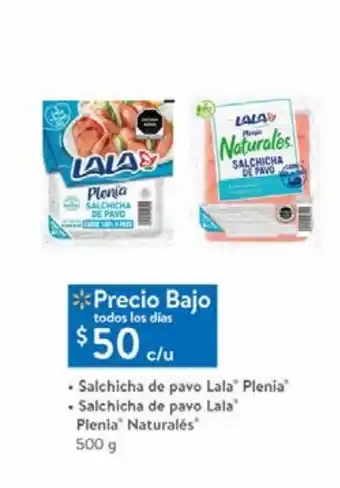 Walmart Salchicha de pavo lala 500g oferta
