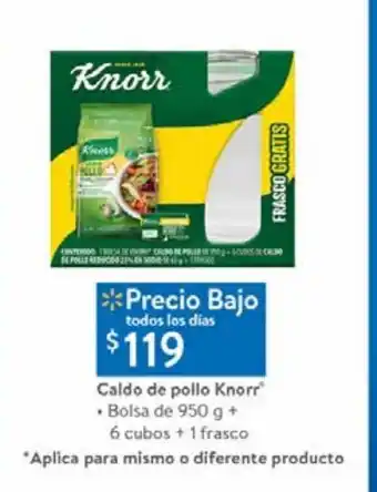 Walmart Caldo de pollo knorr 6 cubos + 1 frasco oferta