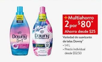 Walmart Variedad de suavizante de telas downy 1,4l oferta