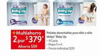 Pañales desechables para niño o niña bbtips 40 pzas