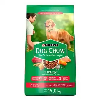 Purina dog chow alimento seco perros adultos medianos y grandes, bulto de 15kg