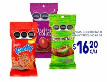 La gran bodega Pasitas, Chocoretas o Kranky Ricolino 65 gr oferta