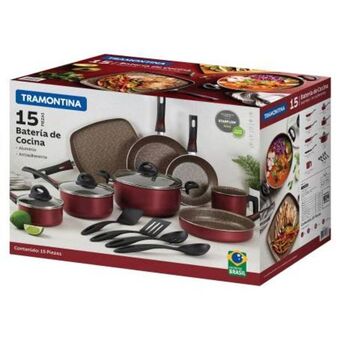 Sam's Club Batería de cocina tramontina roja 15 pzas oferta