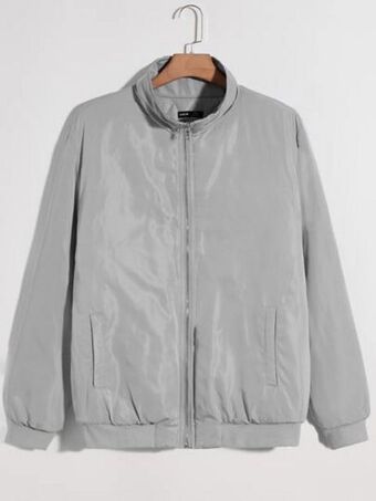 SHEIN Shein hombres cazadora unicolor con cremallera oferta