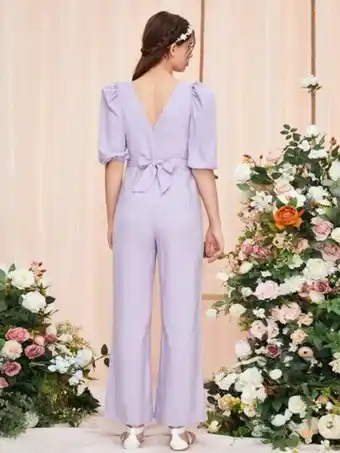 SHEIN Shein chicas adolescentes jumpsuit de manga farol con cordón trasero oferta
