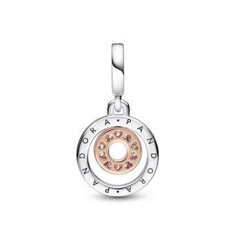 Pandora Charm colgante de dos tonos círculos con logotipo pandora signature oferta
