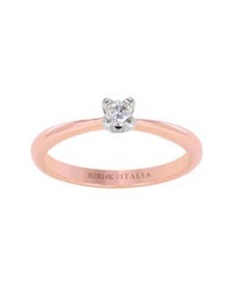 Joyerías Bizzarro Anillo de compromiso solitario en oro rosa y blanco de 14 k con un diamante de 15 puntos oferta