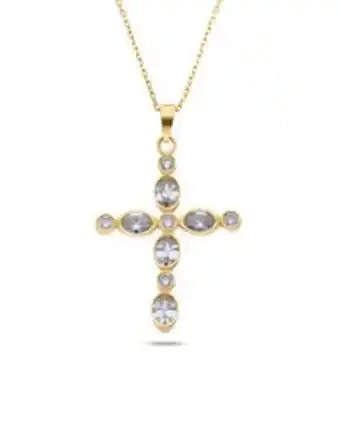 Joyerías Bizzarro Dije de cruz de oro amarillo con cadena 14k con zirconias oferta